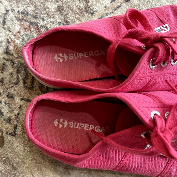 Superga Fantasia Womens Canvas Red Azalea Slip On Sneakers Size 8.5 Pink Lace-up - Picture 8 of 8